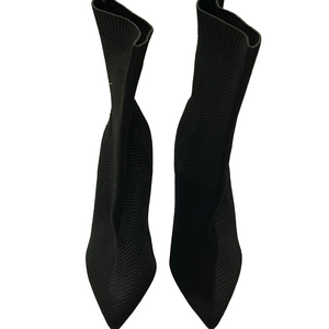 Cuccoo Black knit pull on ankle Boots with lucite heel size 6